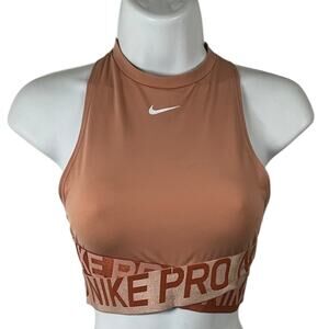 Nike Pro Cropped Tank Sports Bra XS Brown Dri-Fit Racerback Training Workout